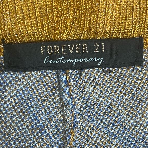 Forever 21 Size XL Retro 70s Flare Leg Stretch Pants Gold Glitter Geometric - Picture 7 of 9
